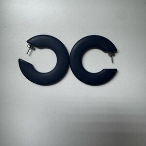 Vintage Navy Blue Hoop Earrings